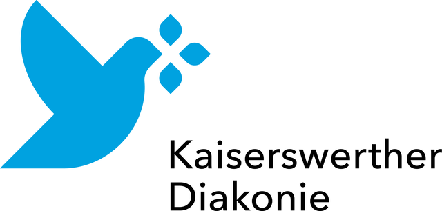 Kaiserswerther Diakonie – blaue Taube mit Zweig im Schnabel